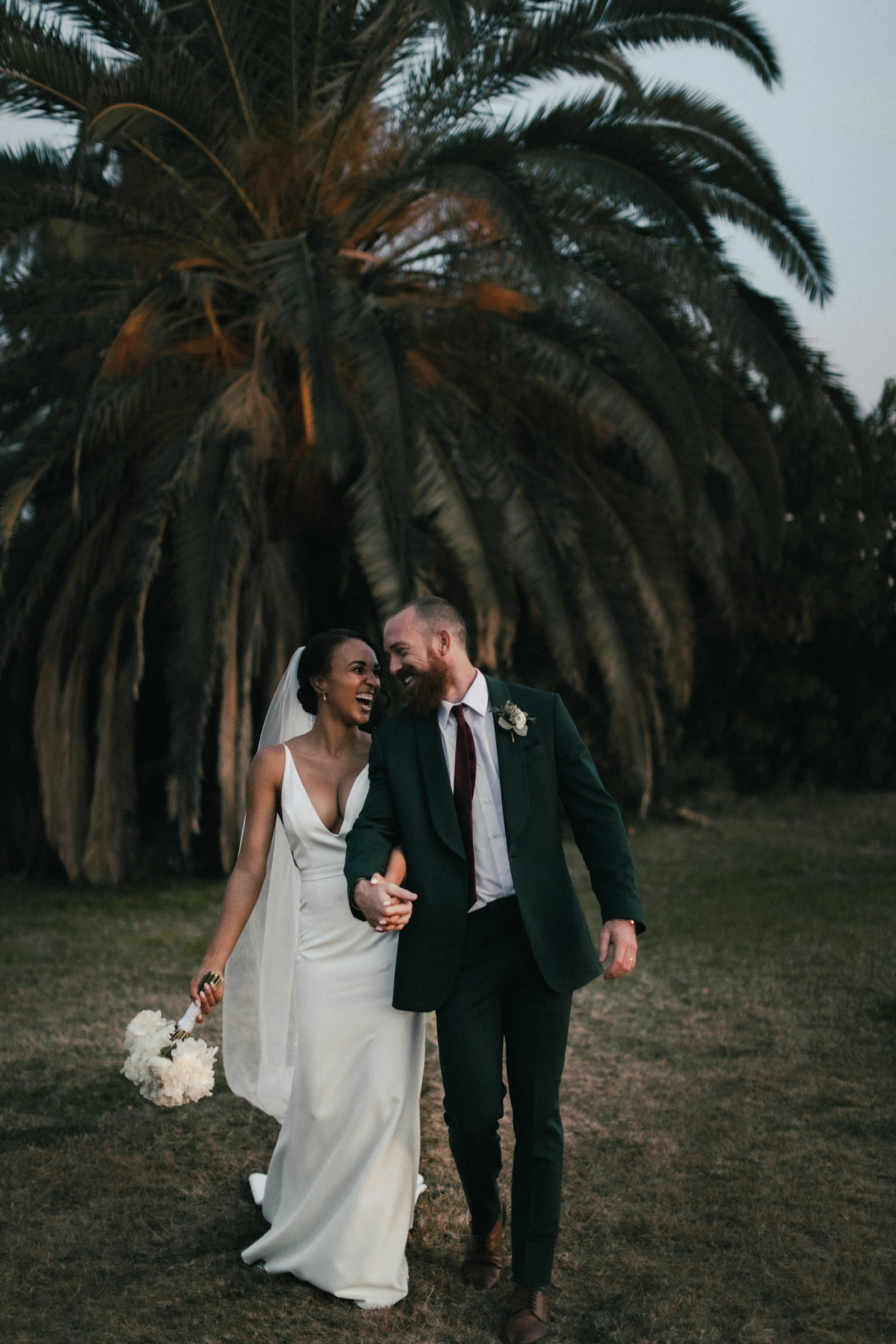 Wedding couple in romantic pose